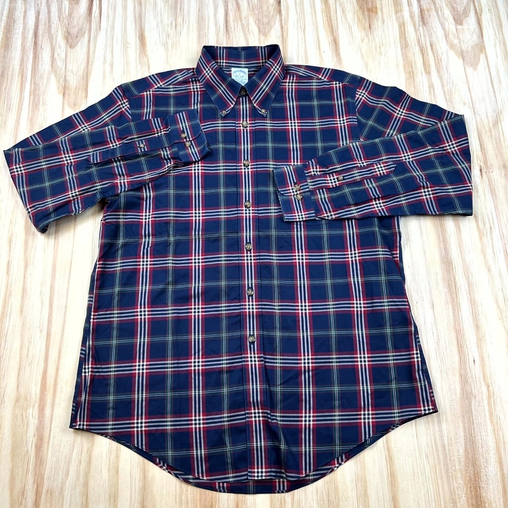 Brooks Brothers The Original Polo Shirt Men Large Multi Plaid Long Sleeve Casual